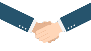 Vector illustration of a friendship handshake between two individuals.