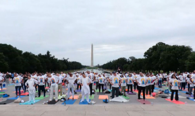 Masses Gather to celebrate 12th International Day of Yoga at Lincoln Memorial as Washington D.C.